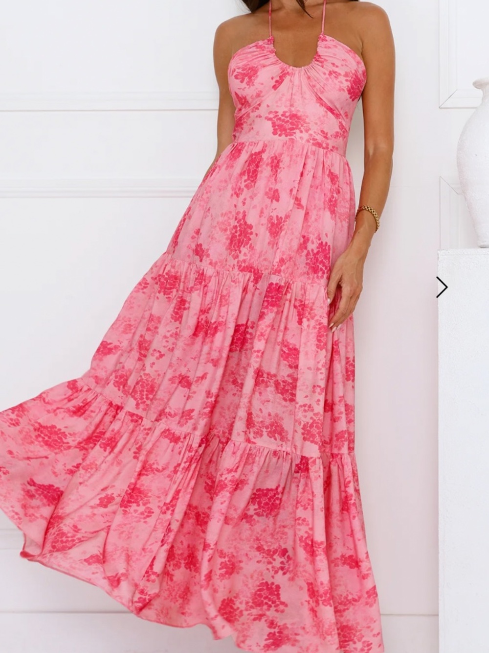 Hello Molly Silken Sunshine Halter Maxi Dress Pink